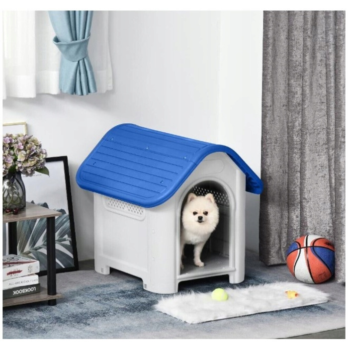 Будка-будиночок для собак малих порід з вбудованим туалетом Lanco, біла, поліпропілен (PP)