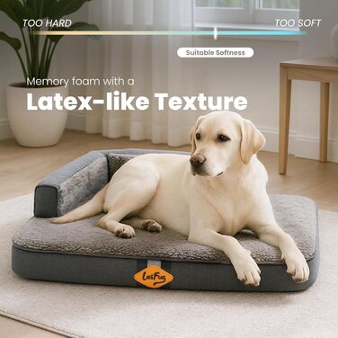 Ортопедичне ліжко для собак Laifug з memory foam, вологостійке, знімний чохол, неслизьке дно, сіре – для літніх та хворих собак