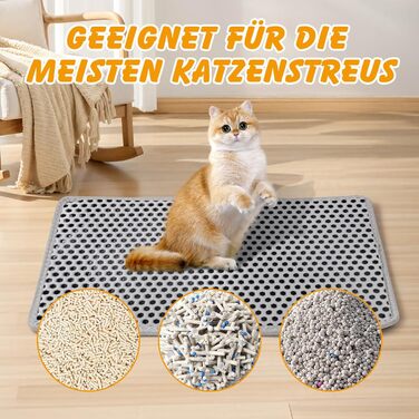 Килимок для котячого туалету Ondware, 117.8 x 66 см, двошаровий, водонепроникний (сірий)