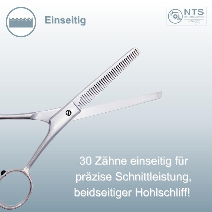 Ножиці для собак та домашніх тварин ROSTFREI, матова сатинова обробка • Ножиці для моделювання шерсті (зубці з одного боку) та фінішні ножиці (6.0-30ZE = 15 см, 30 зубців з одного боку)