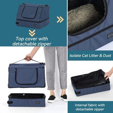 Портативний туалет для котів Petsfit - складаний, легкий, для подорожей, 44x33x34 см, блакитний