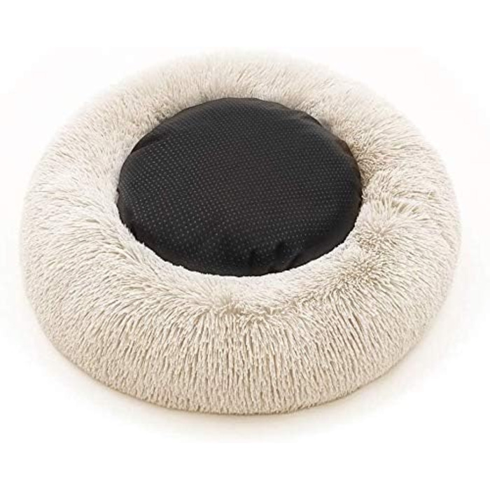Кругле ліжко для собак та кошенят, м'яке, пухнасте, L (Бежевий, 80 см)