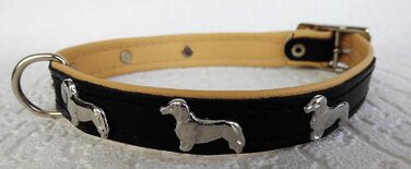 Ліденячий нашийник для собак DACKEL, шкіряний, обхват шиї 28-32/30-36/36-41 см, Чорний - Бежевий, НОВИЙ