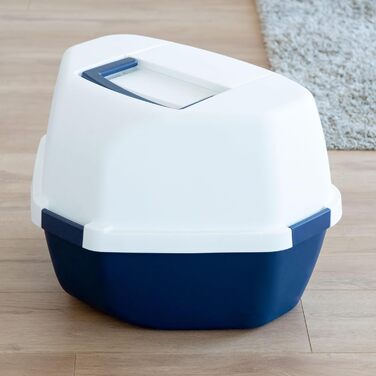 Котячий туалет Iris Ohyama CLH-17J з совком, закритий, до 4 кг, блакитний, з кришкою та знімним бортиком, для кошенят, просторий, BPA-free