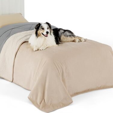 Водонепроникний плед для собак великих порід LE SURE, 100x80 см, Outdoor, миючий, з Sherpa Fleece, для собак та котів, (XXL 152x203 см), кремовий
