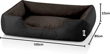 Лягушкове ліжко для собак BedDog XL - м'яке ліжко, корзина, диван, лежанка для середніх собак BLACK-FIELD (чорний/коричневий), 100 x 85 x 23 см, знімний чохол