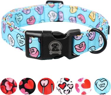 Собачий нашийник до Дня Валентина MR. CHUBBYFACE Blue Love, милий для хлопчиків і дівчаток, для малих, середніх і великих собак