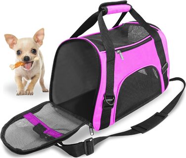 Транспортувальна сумка для тварин (кіт, собака, кролик, хом'як) - 47x27x28 см, до 5 кг, фіолетовий колір