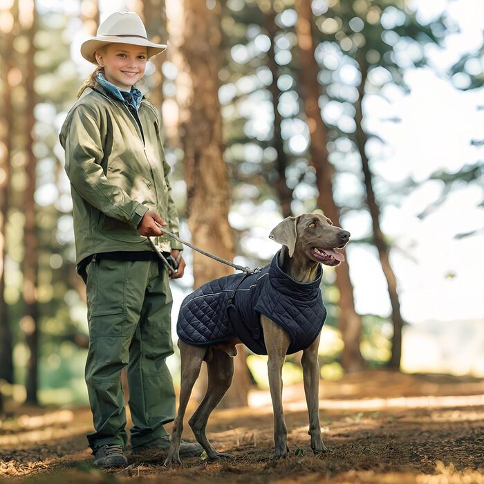 Зимовий теплий одяг для собак: вітронепроникна бавовняна жилетка, утеплена модель для прогулянок, походів, кемпінгу та міста (морська синя)