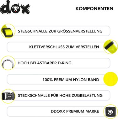 DDOXX Нейлонова шлейка для собак Step-In, регульована, для цуценят та дорослих, розмір XXS, жовта
