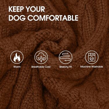 Теплий зимовий пуловер для собак великих порід IECOii, червоний, XXXL. З отвором для повідка, класичний в'язаний з хрестиком, еластичний та зручний.