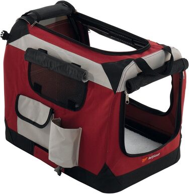 Переносна переносна клітка для собак Ferplast, чорна, розмір S (49x34x34 см) / L (70x52x52 см), металевий каркас, з ручками та кишеньками, водовідштовхувальна