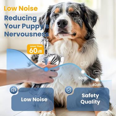 Професійна машинка для стрижки собак з товстим хутром, бездротова з LED-дисплеєм, тиха, акумуляторна, триммер для собак з набором для догляду за кігтями (срібна)