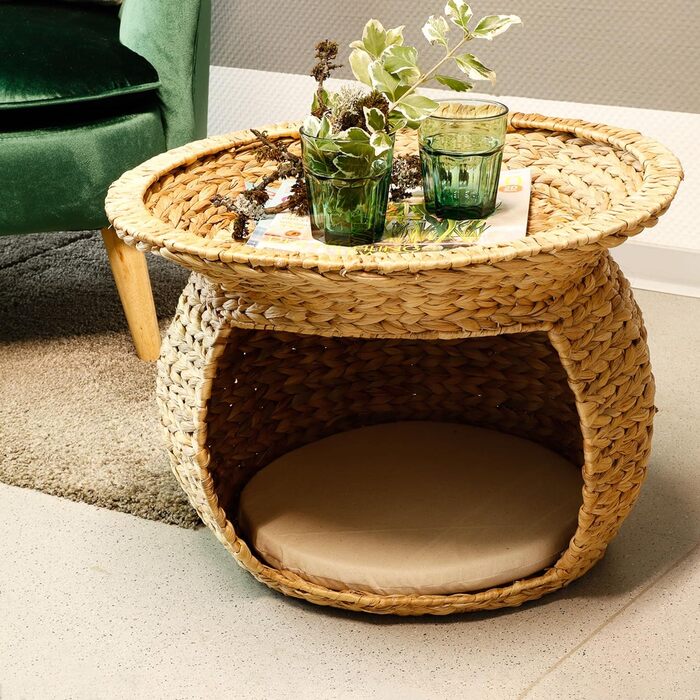 Кігтечка для котів плетені з рогожу гіацинту, 53x53x37 см