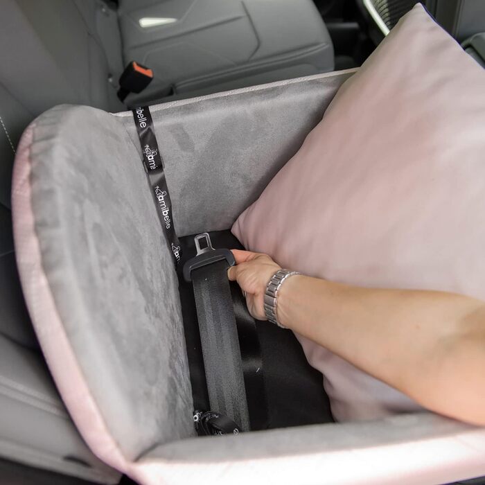 Автоматичний автокрісло для собак 2в1 | Універсальний автокрісло для собак та котів на заднє та переднє сидіння | Крісло-ліжко для собак та котів | Штучна шкіра, плюш | 48 x 48 см (Рожевий)