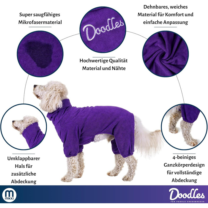 Поглинаючий рушник для собак Mikki Doodes, XXL, фіолетовий, мікрофібра
