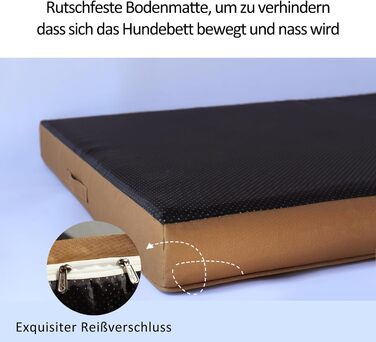 Ортопедичне собаче ліжко з еко-фоамілу (Eory Foa) – 2-шарова конструкція, знімний чохол, коричневий колір, розмір XL