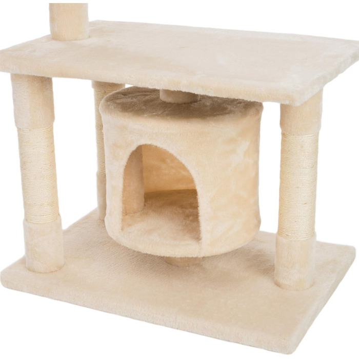 Дряпалка для котів JAMAXX H-90cm з ігровим комплексом, печерею, м'якою платформою та іграшкою (бежевий)