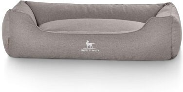Крісло-ліжко для собак Crispino з велюру, ручної роботи, сірого кольору, розмір M-L, 85 x 63 см. Знімний чохол, легко миється. Підходить для великих, середніх та малих собак.