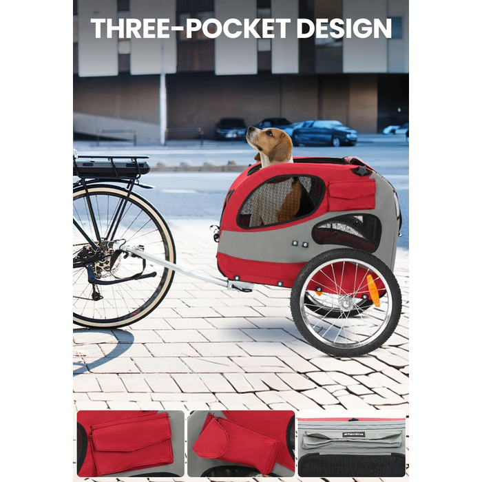 Фарм-причіп для собак SEPNINE® - складаний, до 30 кг, з підсумком та рефлекторами