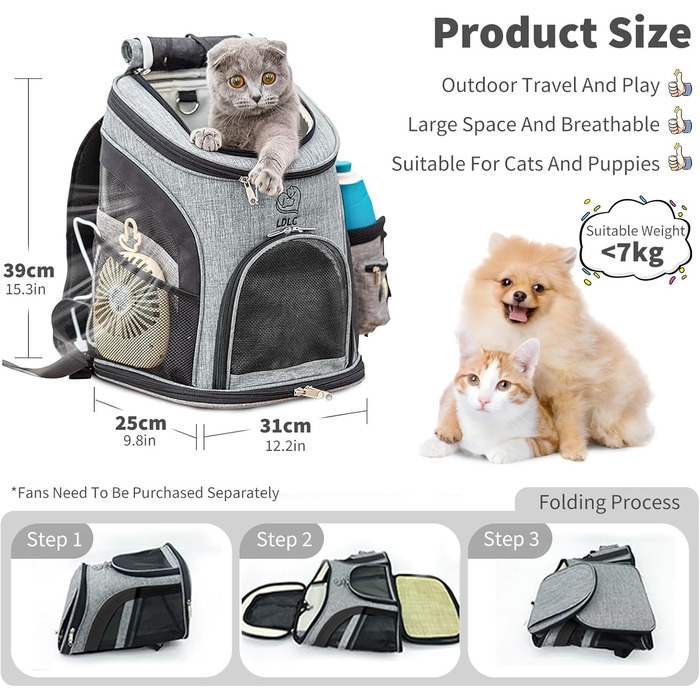 PETCUTE Рюкзак для собак, чорний: зручний та дихаючий, з внутрішнім ременем безпеки та кишенями для аксесуарів. Ідеально для прогулянок, подорожей та активного відпочинку з вашим улюбленцем.