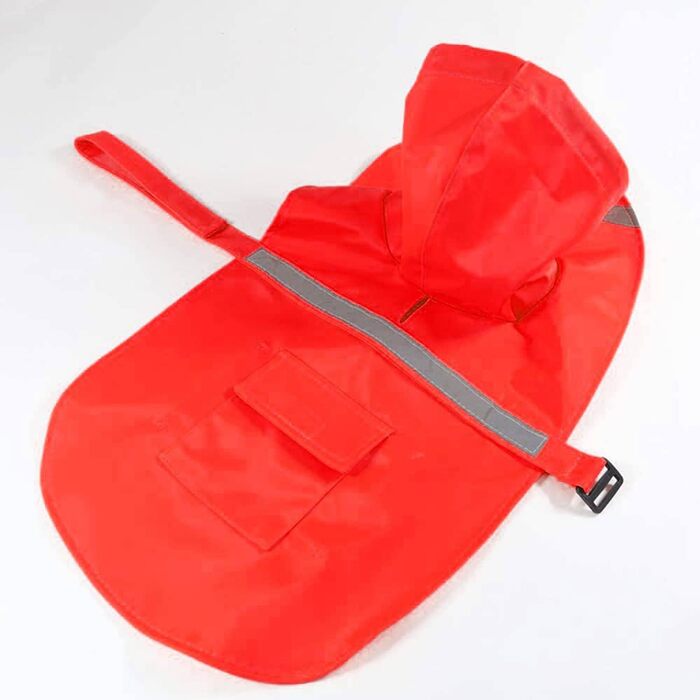 Дощовик для собак, дощовий плащ для собак з капюшоном, підходить для шлейки, легкий та світловідбиваючий дощовик для собак середніх та великих порід (Червоний, S)