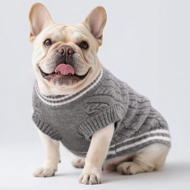 Теплий пуловер для собак, пуловер для цуценят, пуловер для чихуахуа, бульдога, коргі, французького бульдога (Сірий, XXX-Large)