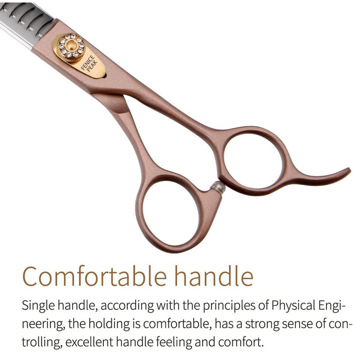 Професійна ножиця для вичісування собак та котів Fenice Peak, 1.2 см, з нержавіючої сталі 440C, 50/56 зубів, 7'' (Комбо, 7.5'')