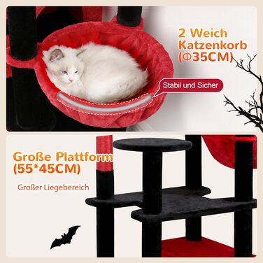 Драбина-будинок для котів Globlazer XXL 209 см з 3 сидіннями, 2 будиночками, 2 кошиками та великою платформою. Стабільна, для 3-5 котів.