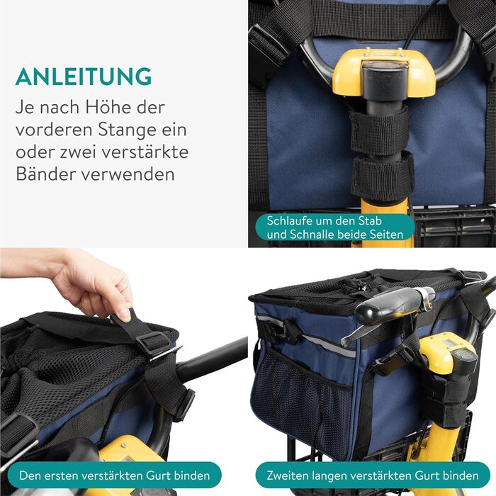 Корзина для собак Navaris на велосипед - перевезення собак до 10 кг, з додатковими кишенями, блакитна