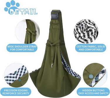 Сумка-переноска для домашніх тварин, регульована переноска для собак, реверсивна переноска для маленьких собак до 7 кг, переноска для собак, переноска для собак для прогулянок та активностей на відкритому повітрі (зелена)