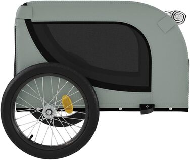 Фасба Причіп для собак, велосипедний причіп для тварин, причіп для собак з відбивачами та прапорцем, причіп для котів та домашніх тварин, сірий та чорний, оксфордська тканина та метал