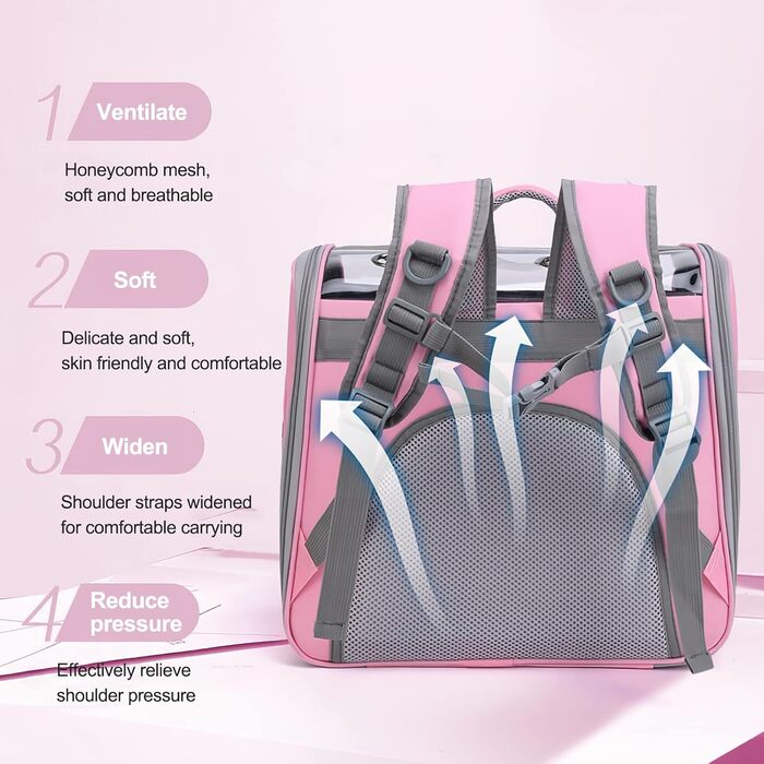 Рюкзак для кота Galatée з фронтальною відкриваемою конструкцією, сірий. Дихаючий рюкзак для вигулу собак та котів, для подорожей та прогулянок.