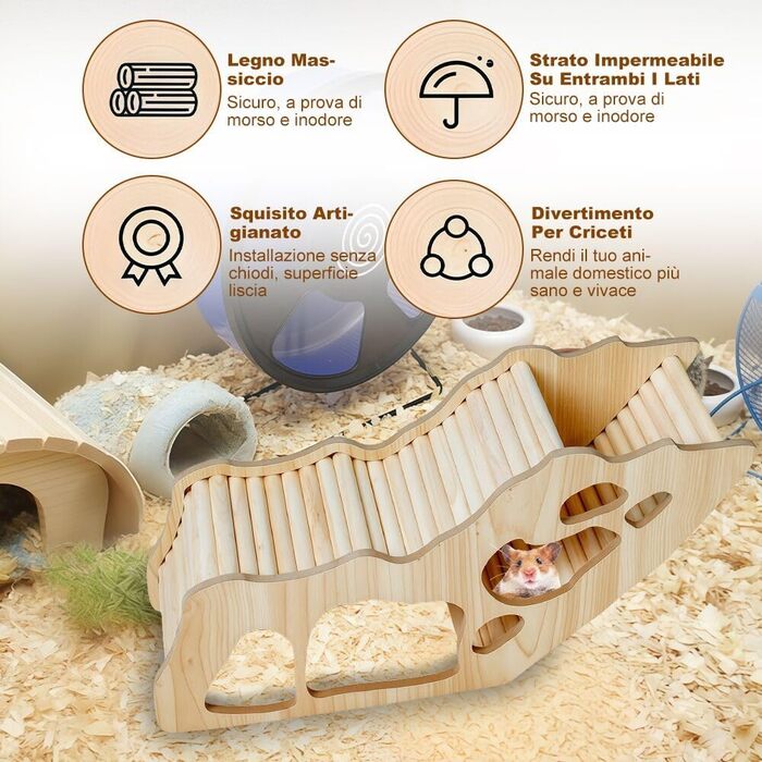 Дерев'яна драбина-споруда для хом'яків Grillix, будиночок, тунель, притулок, іграшка для лазіння та декор для клітки