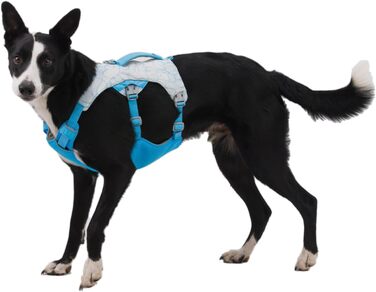 Шлейка Swamp Cooler від Ruffwear для собак з ручкою, легке прохолодне спорядження для собак, регульована, міцна та охолоджуюча, 2 петлі для повідків, Biolumin Blue (Small, 56-69 см)