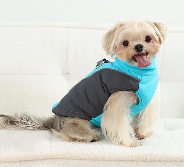Водонепроникна тепла куртка для собак, відбиваючі елементи, D-Ring, блакитна, розмір M