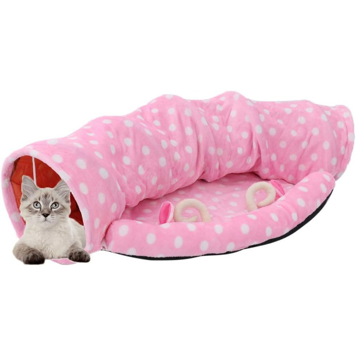 Тунель-ліжко для котів Tubayia, іграшка-тунель для котів, рожевий