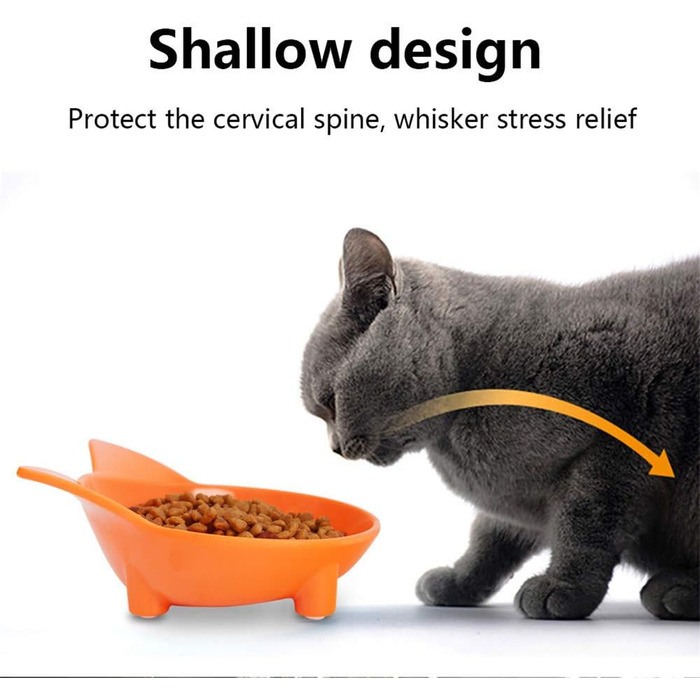 Набори мисок для котів SLSON 3 шт., 237 мл, плоскі миски для води та корму з неслизьким гумовим дном, чорно-білі та помаранчеві