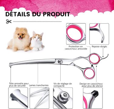 Набір для грумінгу собак: професійна шерстьова ножиця 4CR, нержавіюча сталь, гребінець, безпечний закруглений наконечник