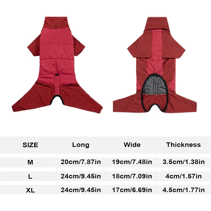 Зимовий теплий одяг для собак - теплий зимовий одяг з високим коміром, регульований, для маленьких, середніх та великих собак, для прогулянок, халуп, кемпінгу (червоний L)