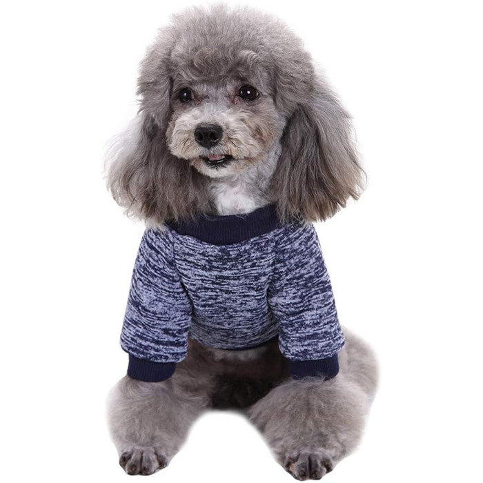 Теплий зимовий в'язаний пуловер для собак, для цуценят, м'який пуловер для маленьких собак (XXS, темно-синій)