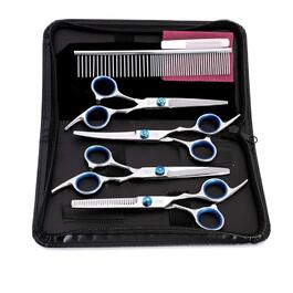 Набір професійних ножиць для грумінгу собак та котів Fellscheren 6 Zoll (15 см) – прямі та зігнуті леза, нержавіюча сталь, блакитний колір
