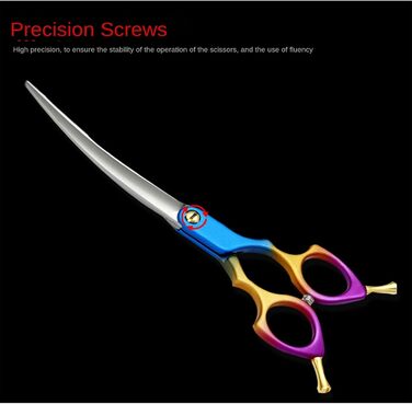 Ножиці для грумінгу собак та котів, 7.5 дюймів, вигнуті, з ручкою з алюмінію, сталь JP 440C (рожевий+сірий, 25°)