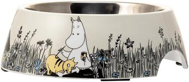 Миска для корму Muurla Moomin з меламіну та нержавіючої сталі, сіра (ØxH) 22 x 6,8 см