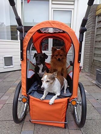 Innopet Sporty: Причіп для собак на велосипед Deluxe чорний/срібний - 2-в-1 (будка та причіп), до 30 кг, з дощем. Включено тягу та з'єднувач.