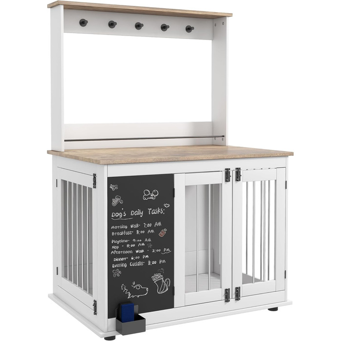 Клітка для собак PawHut - переноска з 3 дверцятами, полиця для іграшок, коліщатка, біла, для великих собак