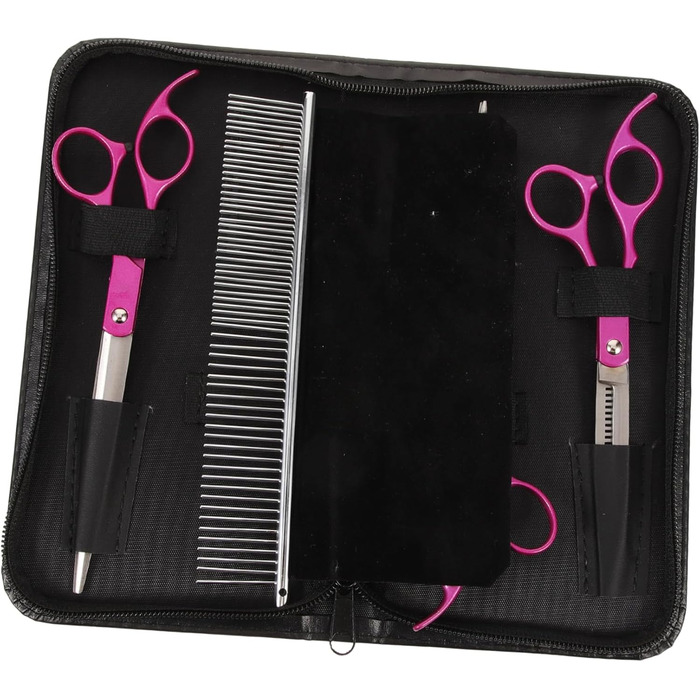 Набір для грумінгу домашніх тварин 1satz: ножиці для собак (прямі та вигнуті), гребінець. Ергономічний, легкий, для м'якого догляду.