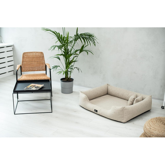 Ортопедичне ліжко для собак Bruno Grosse середнього розміру. М'яке ліжко-матрац для собак з Aura-тканини, з Memory Foam. Зручне, зносостійке та міцне (L, Бежевий)