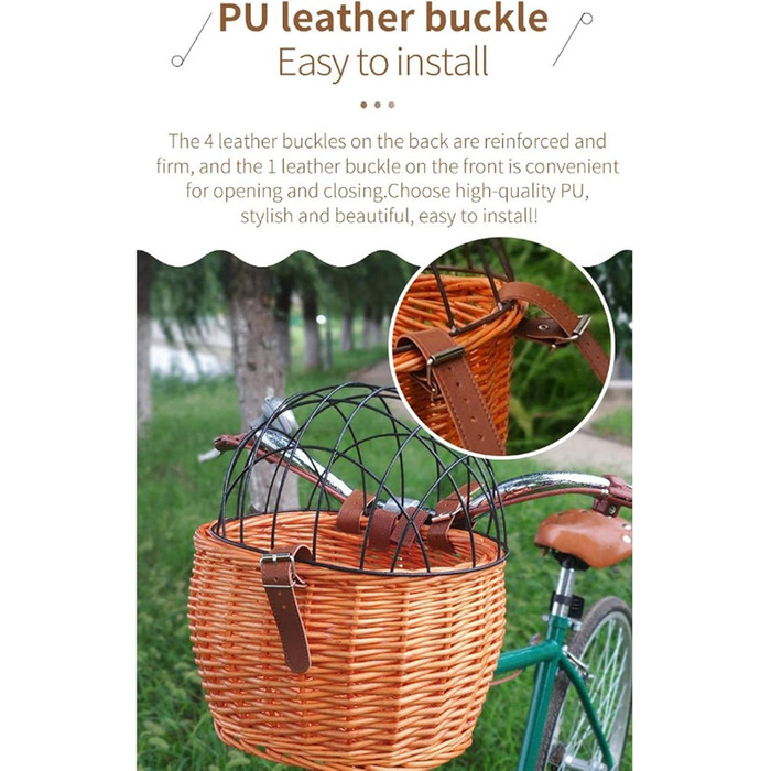 Фарбований кошик для велосипеда Lipeed Weidenfahrradkorb для собак, котів та інших домашніх тварин з металевим захистом (колір: медовий)