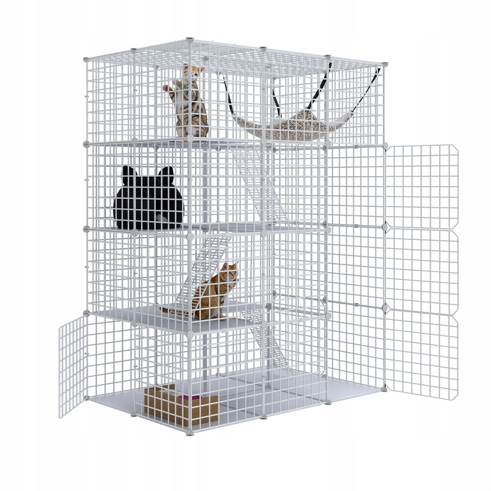 Клітка для котів домашня, металевий вольєр на 4 рівні з 3 сходами, 107x72x142см